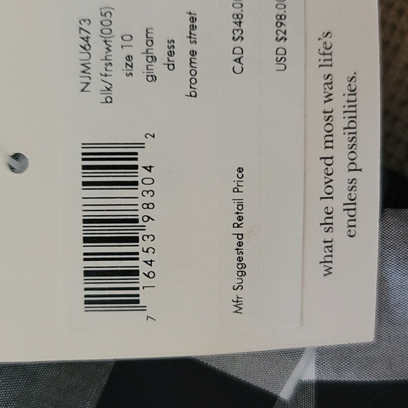 Kate Spade Black and White Gingham Sun Dress NWT - Picture 7 of 7